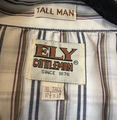 ELY CATTLEMAN Tall Man Long Sleeve Multicolor Striped Shirt Size XLT Pearl Snap