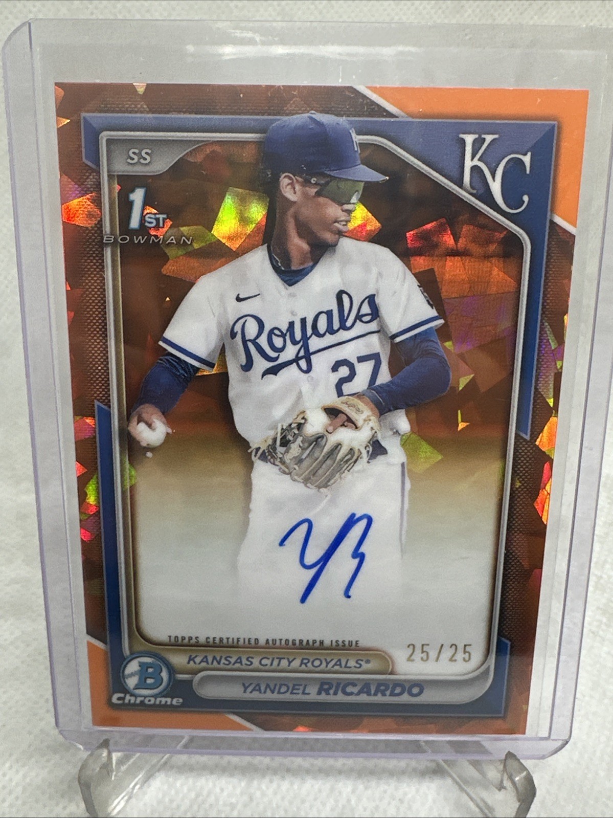 2024 Bowman Chrome - Prospect Auto Yandel Ricardo #CPA-YRI Orange Shimmer 25/25