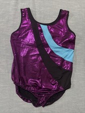 Leotard Girls XXL 18  DANSKIN NOW Metallic Purple Black Blue Dance Gymnastic