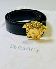 Versace La Medusa Greca Buckle Leather Belt Black 100 Cm DCU4140 Size 34
