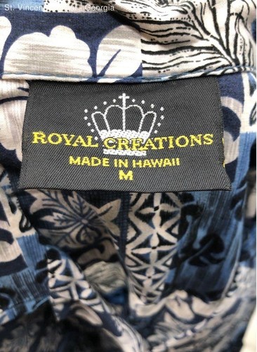 Royal Creations Floral 100% Cotton Button Down Hawaiian Made Tropical Shirt - M - Bild 7 von 8
