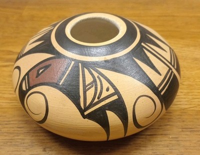 Schöne Vintage Hozoni Indianer Keramik Schale handbemalt & signiert