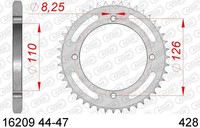 Kettenrad Stahl 44-ZäHne 428-Teilung FüR Kawasaki KLX 125 C Bj. 2010-2017