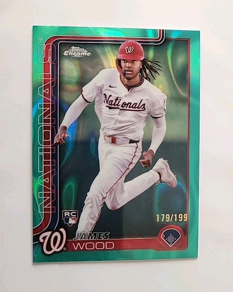 2025 Topps Chrome - James Wood #132 Aqua Lava Refractor /199 (RC)