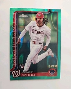 2025 Topps Chrome - James Wood #132 Aqua Raywave Refractor /199 (RC)