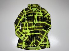 Nike Pro Running 1/4 Zip Womens Large Neon Yellow Black Pullover Thumbholes