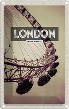 Blechschild 18x12 cm London England Eye Reise Bildmotiv Reisemotiv Abenteuer Rei