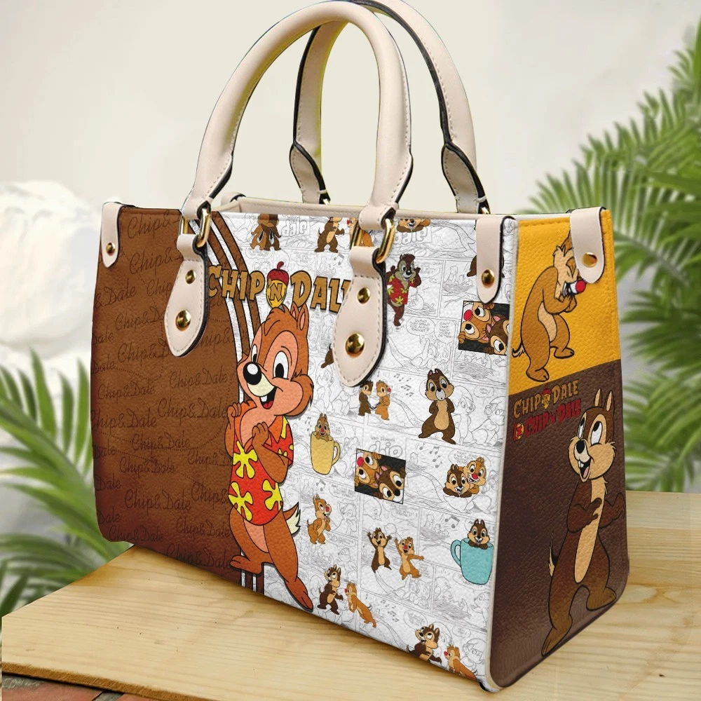 Personalized Chip ‘N Dale Leather Handbag, Chip Dale Leather Handbag Lover