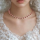 Real Red Ruby Pearl Necklace Handmade Simple Minimalist Womens Fashion Jewelry