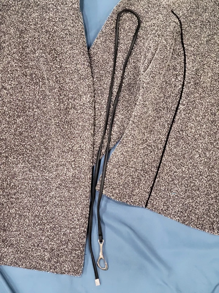 Conjunto de Jaqueta Vintage John Roberts Preto Branco Saia de Tweed Detalhe de Corda Tamanho 16 - Imagem 4 de 4