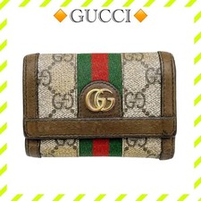 GUCCI 644334 GG Supreme Ophidia Tri Fold Wallet Brown