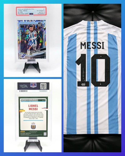 Lionel Messi Auto Graded Card & Auto Witnessed Argentina 2022-23 Home Jersey COA