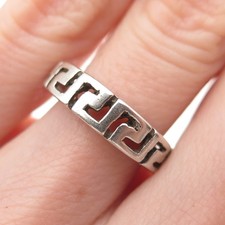 925 Sterling Silver Vintage Greek Key Oxidized Ring Size 5.75
