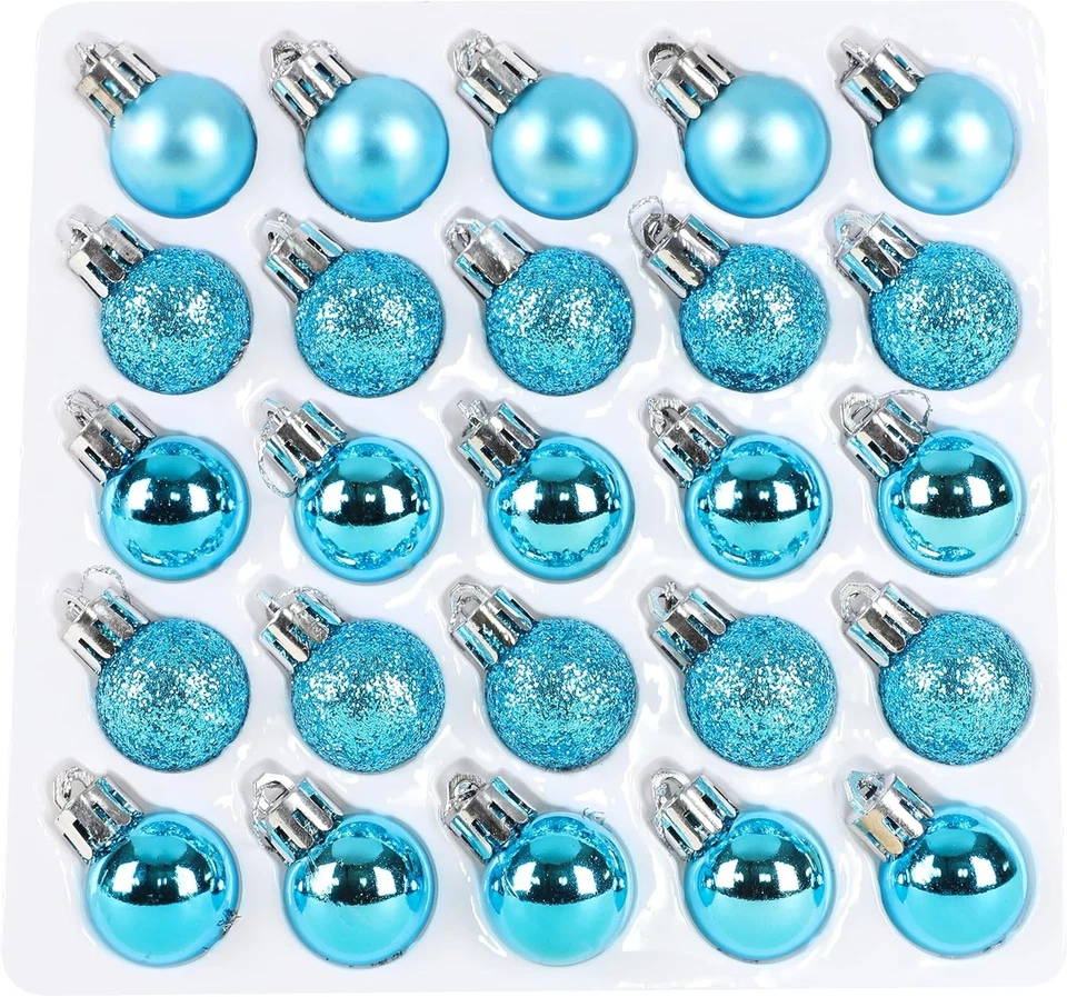 Pack de 25 Mini Adornos Árbol de Navidad 25mm Brillante Mate Brillo Decorado Foto 4 de 4