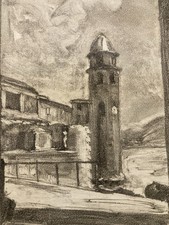 Monotype Stone Laprade Paper Sea Lighthouse Saint Jean From Luz ? Country Basque