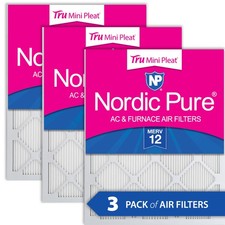 20x24x1 19 1/2x23 7/16 Nordic Pure Tru Mini Pleat MERV 12 Air Filters 3 Pack
