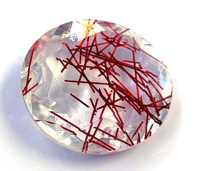 Incredible 83 Ct Natural Red Rutilated Quartz Oval Shape EGL Gemstone 6FGP