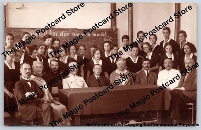 School Class NOVI BECEJ Serbia RPPC ''Forsan et Haec'' Konstantin Bukov ~1920s