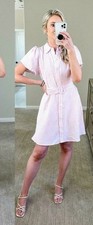 ALEXIS X Target Pink White Striped Linen Shirt Dress, Size S