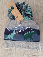 NEW "NEXT" Unisex Dinosaur Design Winter Hat With Pompom/Bobble. Age 1-2 Years. 