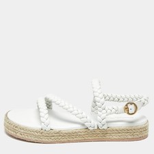 Gianvito Rossi White Braided Leather Platform Espadrille Sandals Size 41