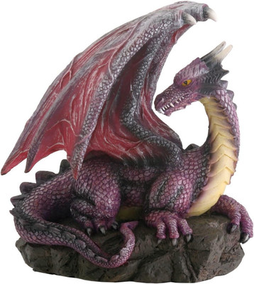 Purple Dragon on Rock Fantasy Figurine