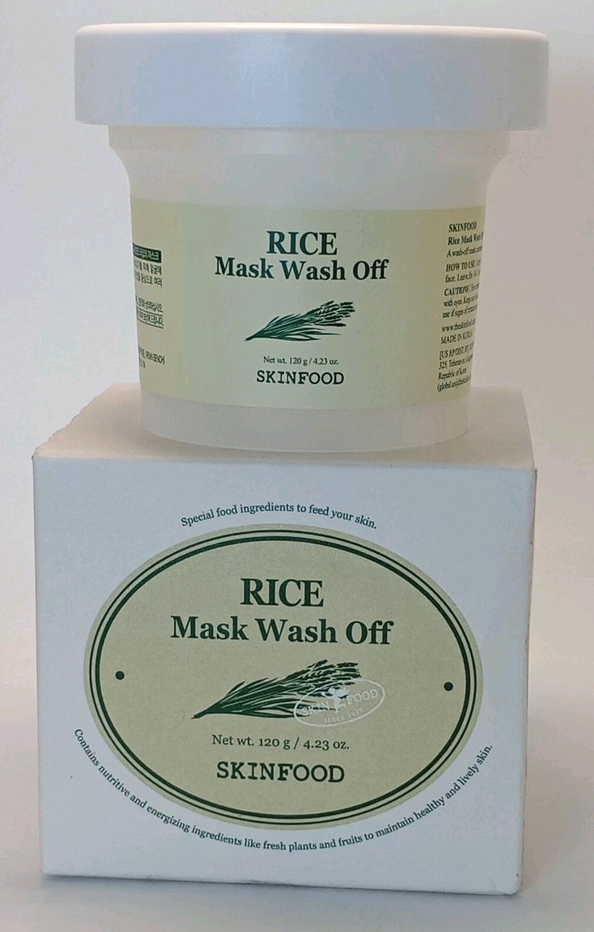 2 Pack SKINFOOD Rice Mask Wash Off Exfoliating 4.23 oz. Each K-Beauty
