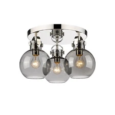 Innovations Newton Sphere 3 Lt 7" Flush, PN/Plated Smoke - 410-3F-PN-G410-7SM