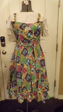 VTG Western Fashions Denver Colorado Pheasant Pattern Square Dance Dress SZ 12
