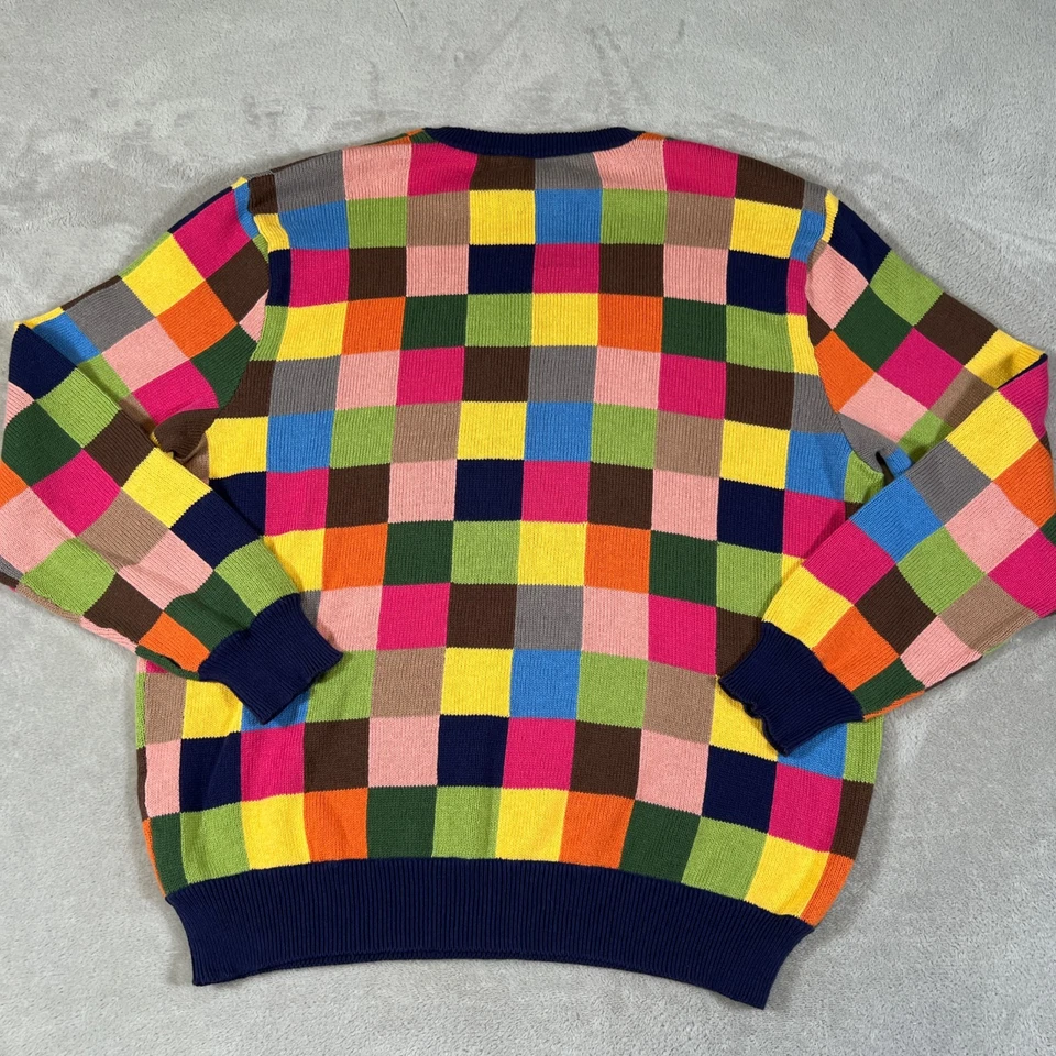 Paul Fredrick Sweater Men's Large Multicolor Patchwork Knit Long Sleeve Casual - Image 2 of 4