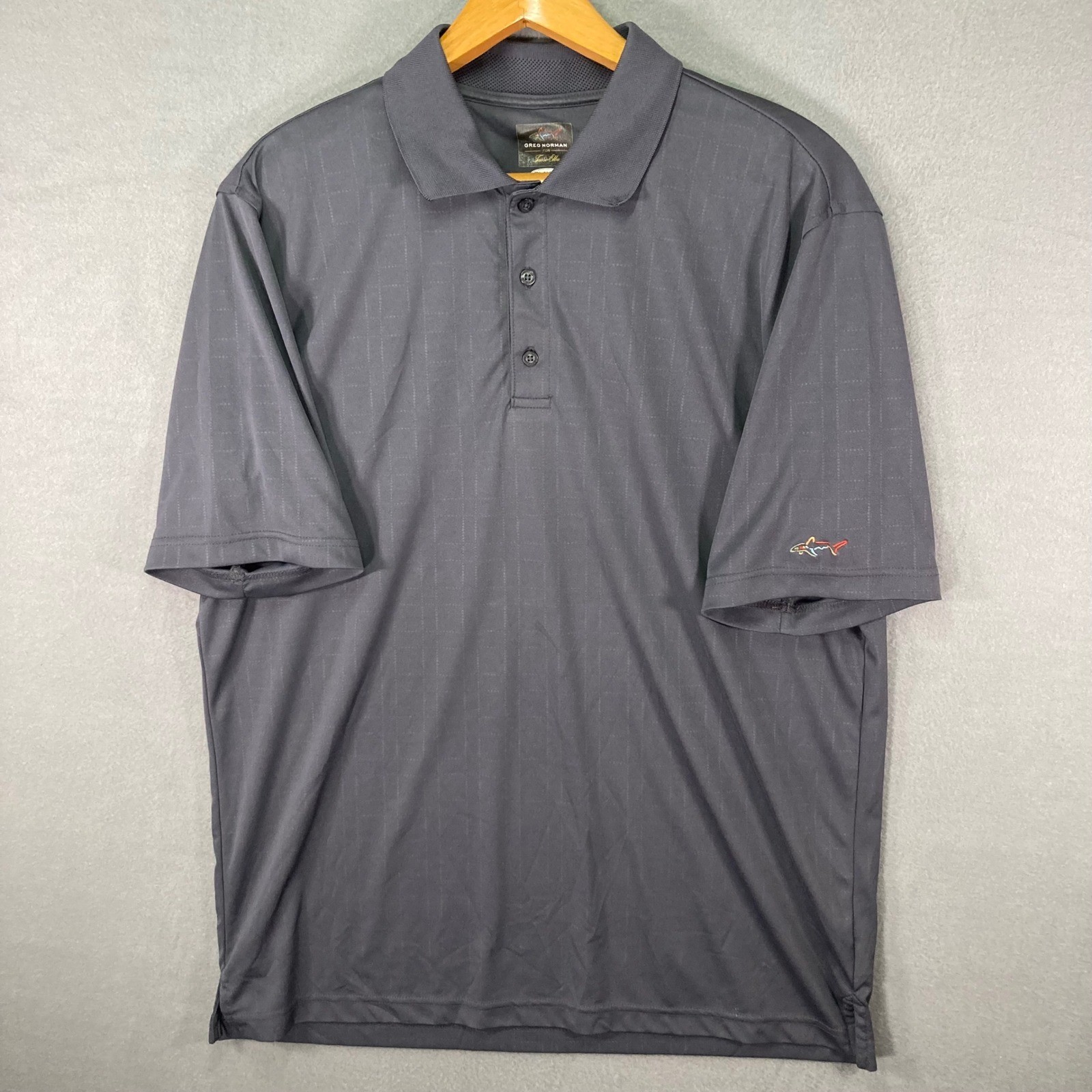 Greg Norman Polo Shirt Mens Large Gray Play Dry Golf Performance
