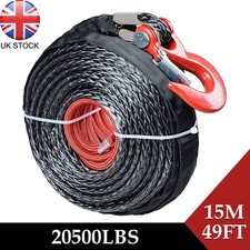 8mm x 15m Synthetic Winch Rope Tow Car 4x4 Cable Off Road Trailer Strap 20500LBS