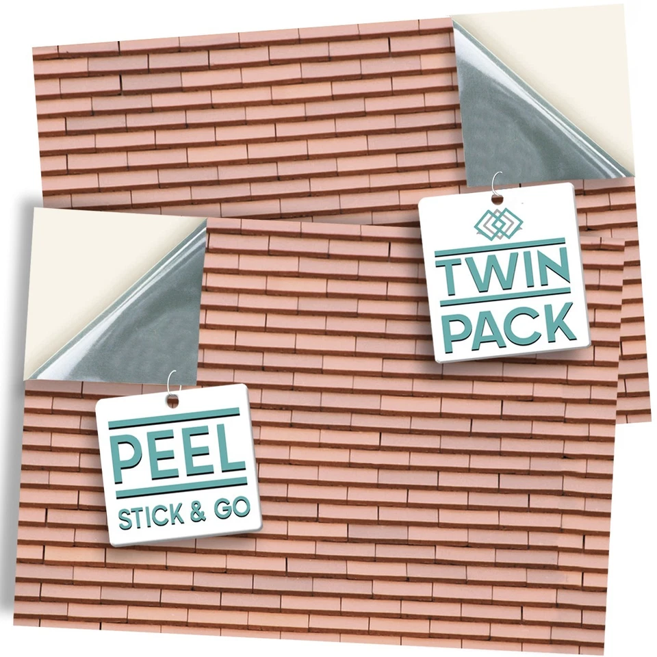 No 57 Roof Tile Terracotta Self Adhesive Dolls House Wallpaper 1/12th X