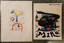 Joan Miro - Antique Lithograph, Created: 1959 + Miro Sculptures Catalog 