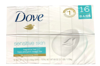 Dove Sensitive Skin Moisturizing Cream Beauty Bars, 3.75 oz - (16 Count)