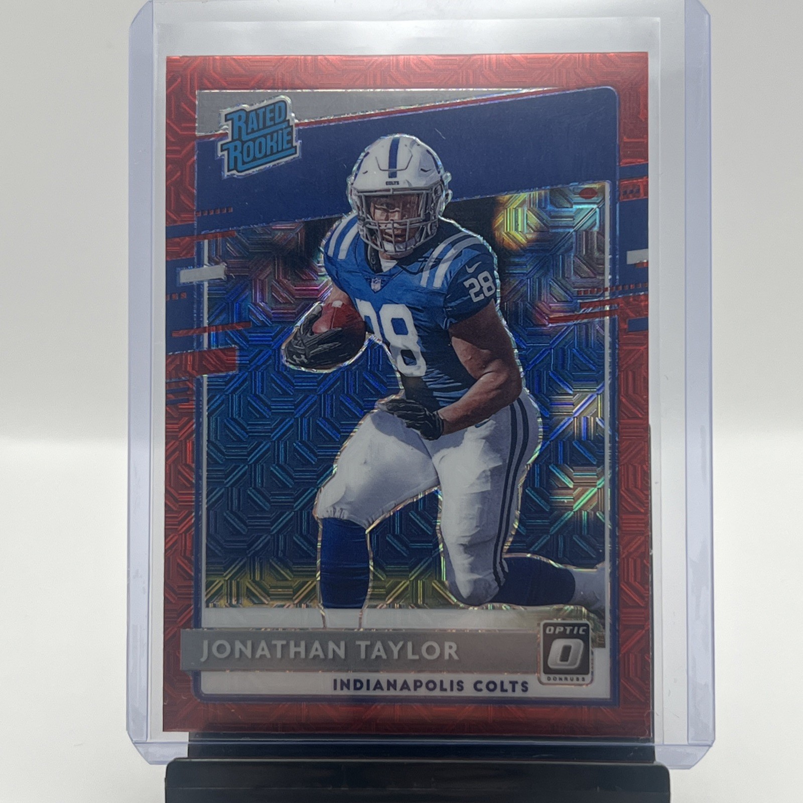 2020 Donruss Optic Jonathan Taylor RC Rated Rookie Red Mojo Prizm SP #167 Colts