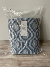 John Lewis Curtains Lined Trellis Weave Ikat Blue Eyelet 228 x 274cm - NEW £225