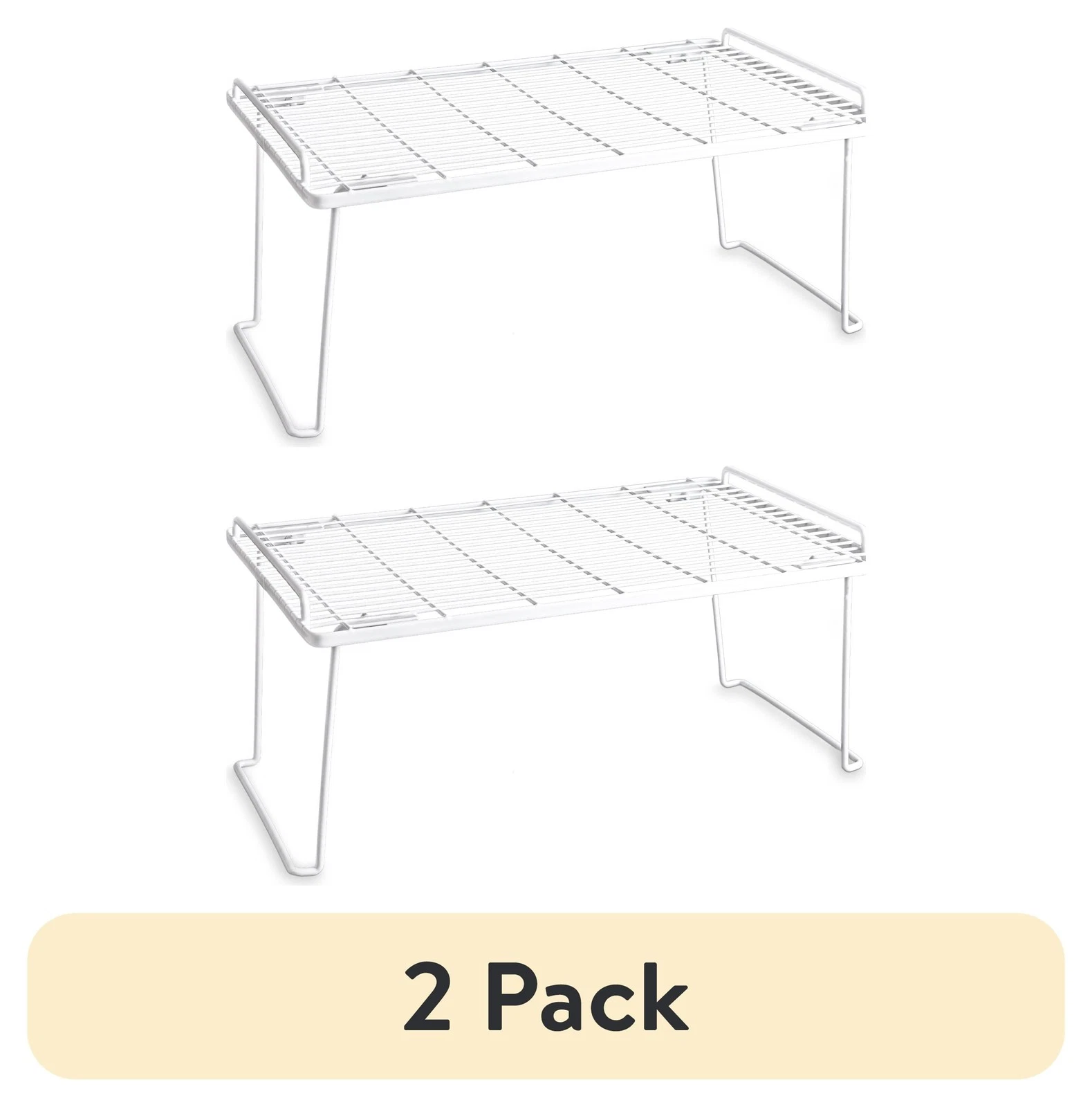 (2 pack White Wire Folding Shelf Rack Organizer Kitchen Cabinet & Pantry Storage
