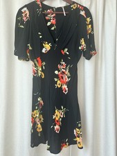$108 Free People Neon Garden Dress Sz 4 Floral Black A Line Mini See Pics!