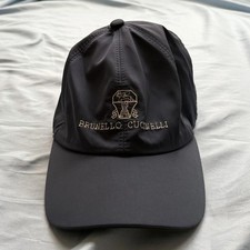 Brunello Cucinelli Men Blue Solid Baseball Cap One Size New w/ Tags