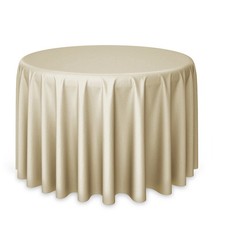 10 Pack 132" Round Polyester Fabric Tablecloths for Wedding Banquets - Beige