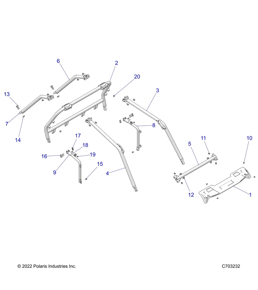 Polaris Visor Panel Trim, Gloss Black, Genuine OEM Part 5450657-070, Qty 1 - Изображение 2 из 2