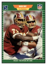 Mark May 1989 Pro Set #432 Washington Redskins Football Card *309