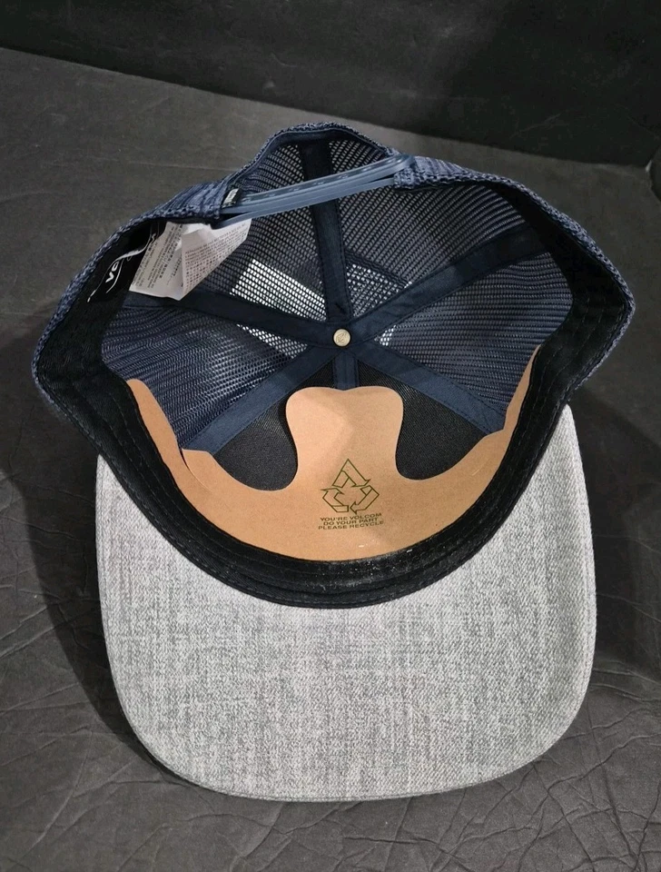 Volcom Full Stone Cheese Snapback Hat Cap Sea Navy Gray Meshback Adjustable New - Image 4 of 4