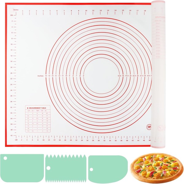 Backmatte Silikon 70 X 50 Cm Rutschfest Antihafte Mit Messung Und Teigschneider-image
