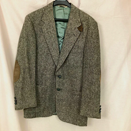Stafford Men's Gray Herringbone Tweed Virgin Wool Sport Coat Blazer 40R - product listing photo