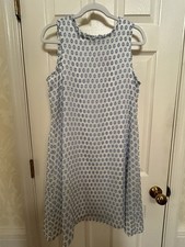 Nine West White/Blue Polka Dot Chiffon Overlay Shift Dress Size 8