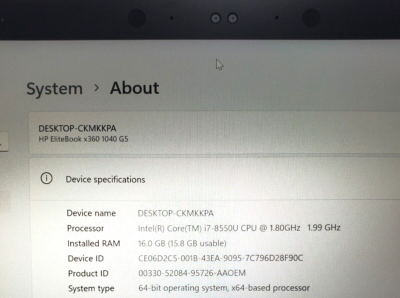 HP EliteBook X360 1040 G5 I7-8550U 16GB RAM 256GB SSD Win11 Pro (Touch Non Funzionante) - Foto 3