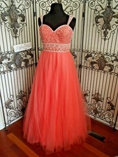 SR750B MORILEE 98009 SZ 18 CORAL $579 BALLGOWN BALL GOWN  PROM BLACK TIE DRESS