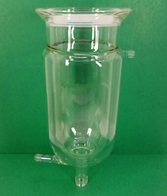 ChemGlass 1000mL Jacketed Reaction Vessel 100mm Schott Flange, GL-14 In/Outlet